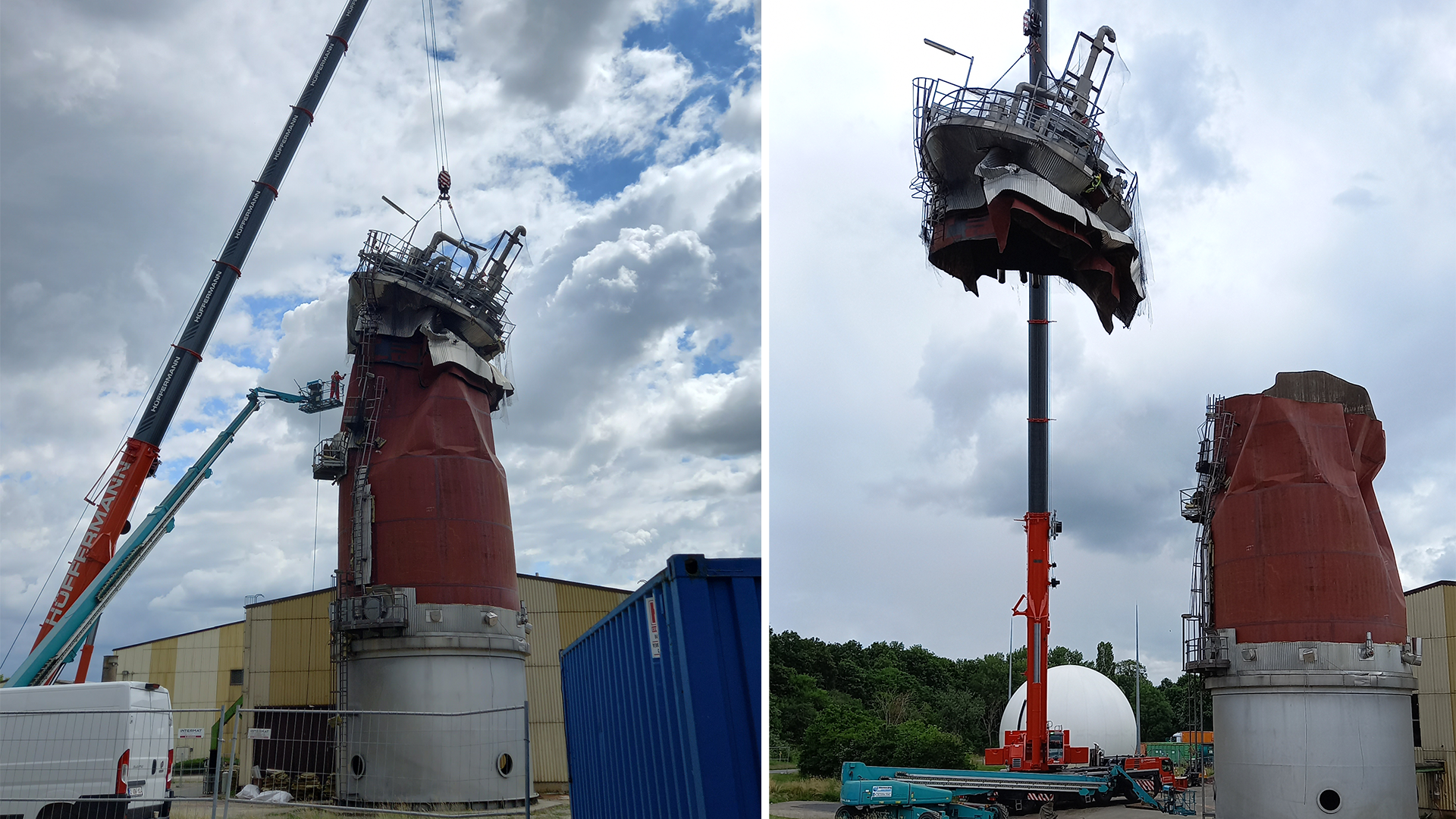 Rückbau des abgesackten Fermenterturm